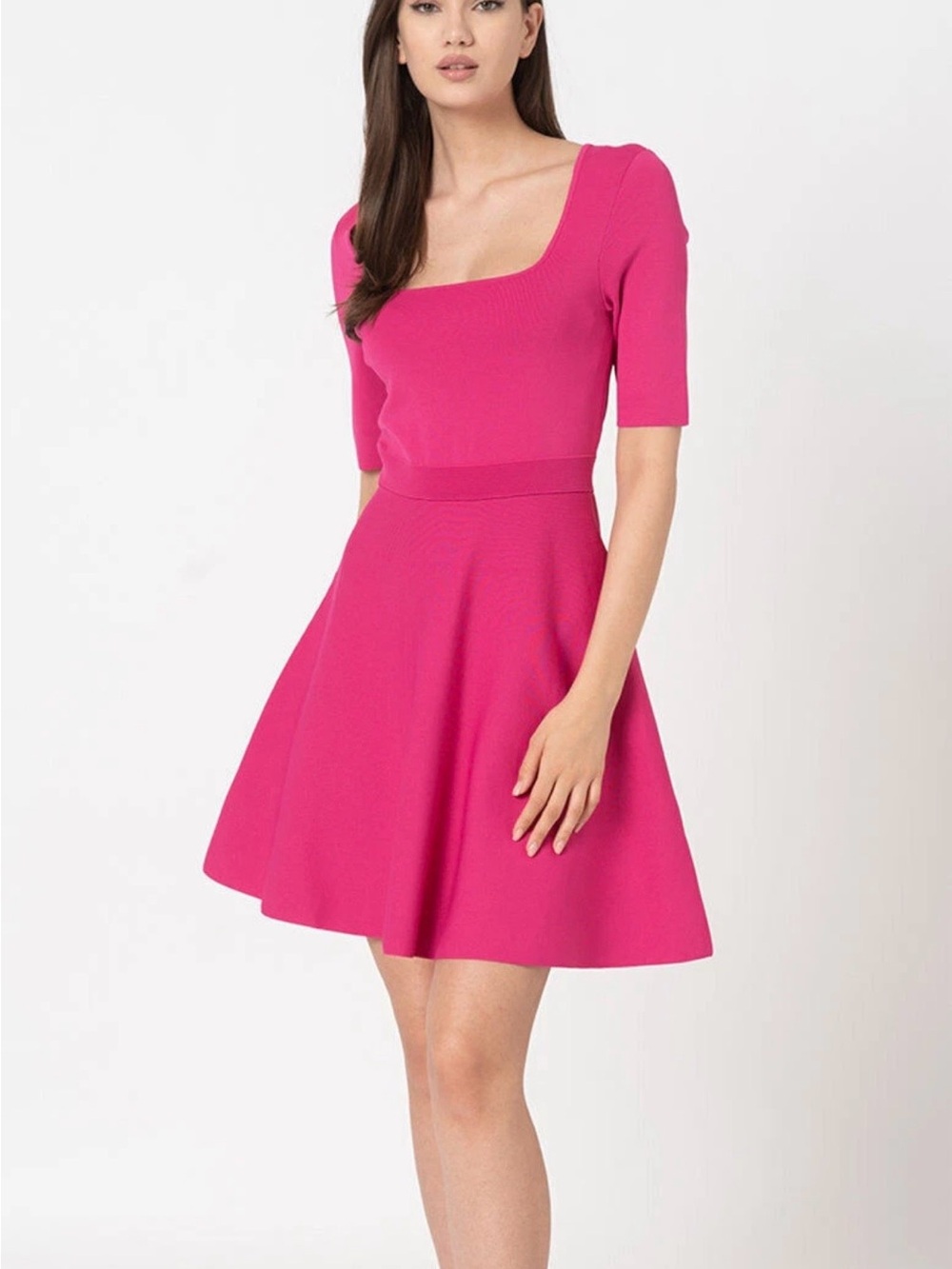 Ted Baker London Fuchsia Square-Neck Skater Dress